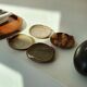 6 enamelled sandstone cups