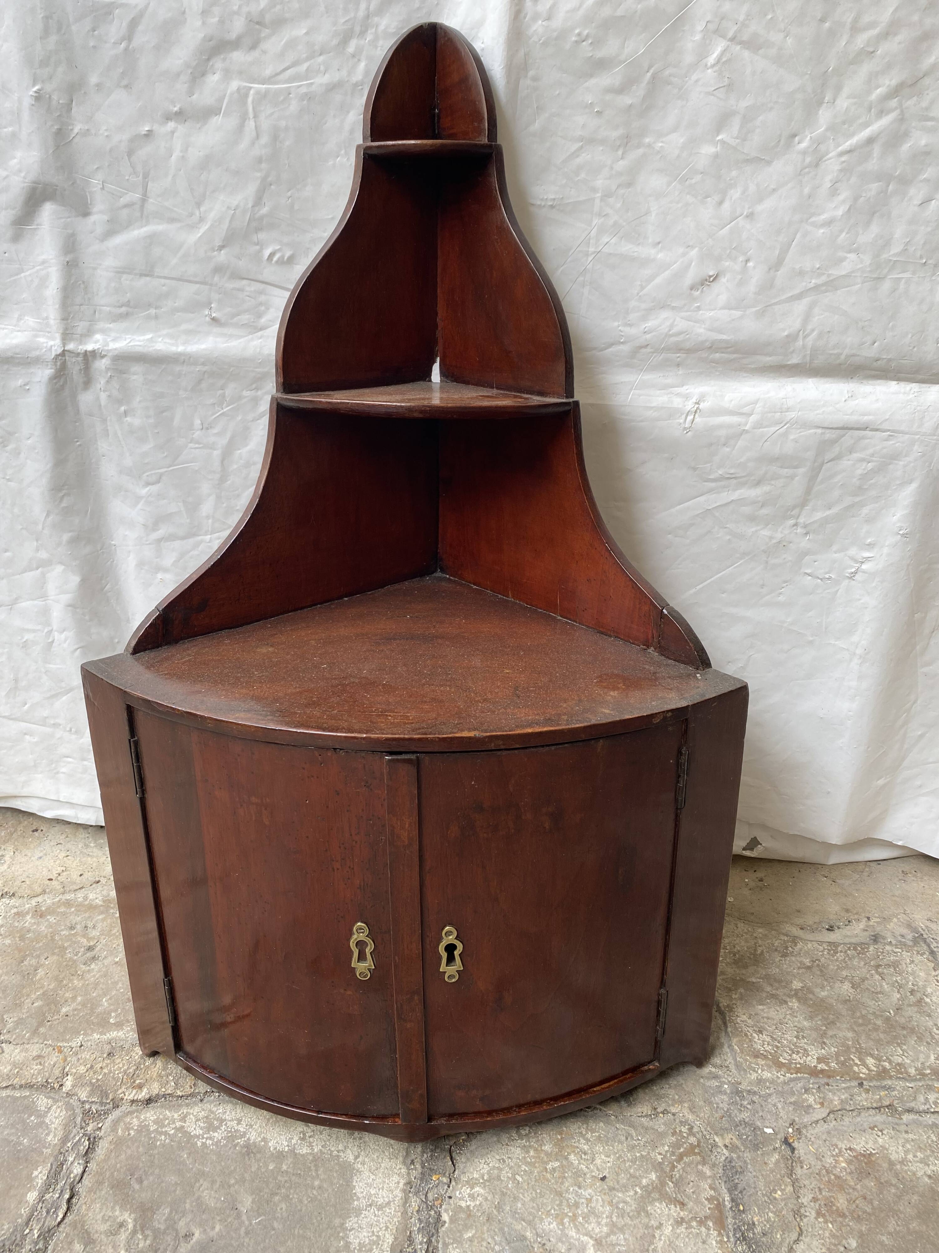 19th century mahogany corner wall shelf