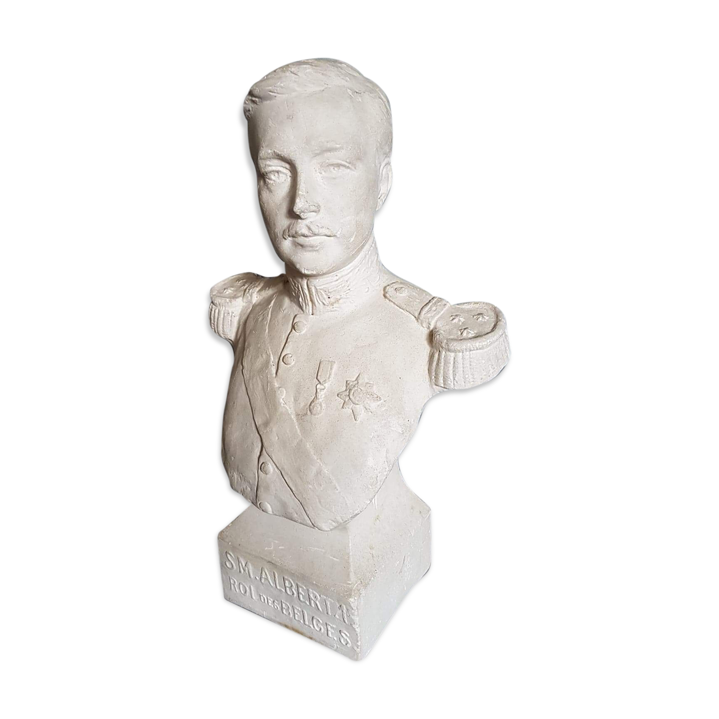 white plaster bust Albert king of the Belgians
