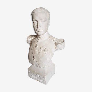 Buste en plâtre blanc Albert roi des belges