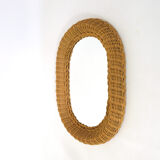 Mirror with thick wicker frame, 54x38 cm.