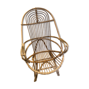 fauteuil en rotin vintage