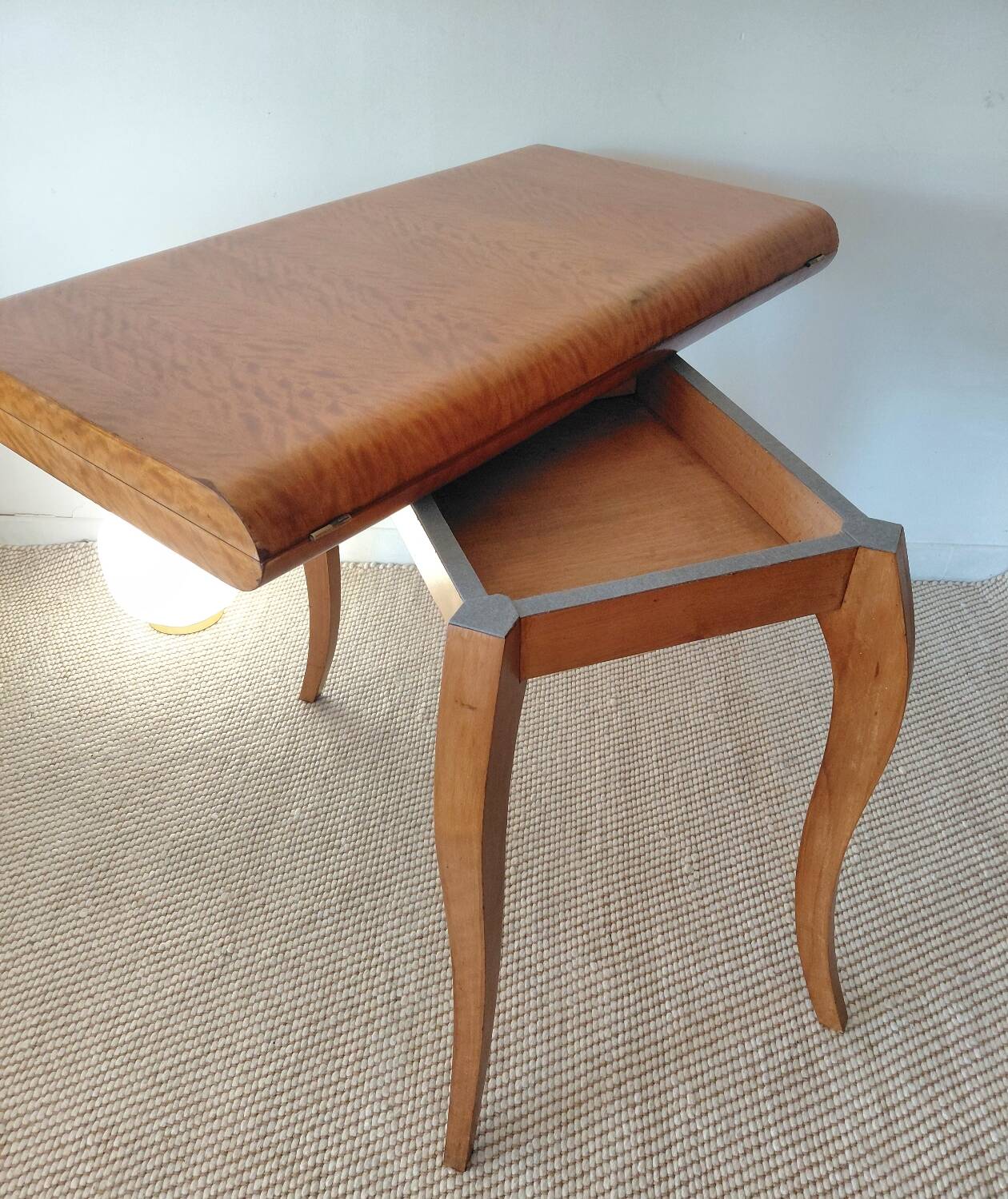 Spectacular Art Deco modular Console Table in walnut burl - 2 in 1