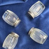 Set of hallmarked silver and fluted domed glass salt/pepper shakers