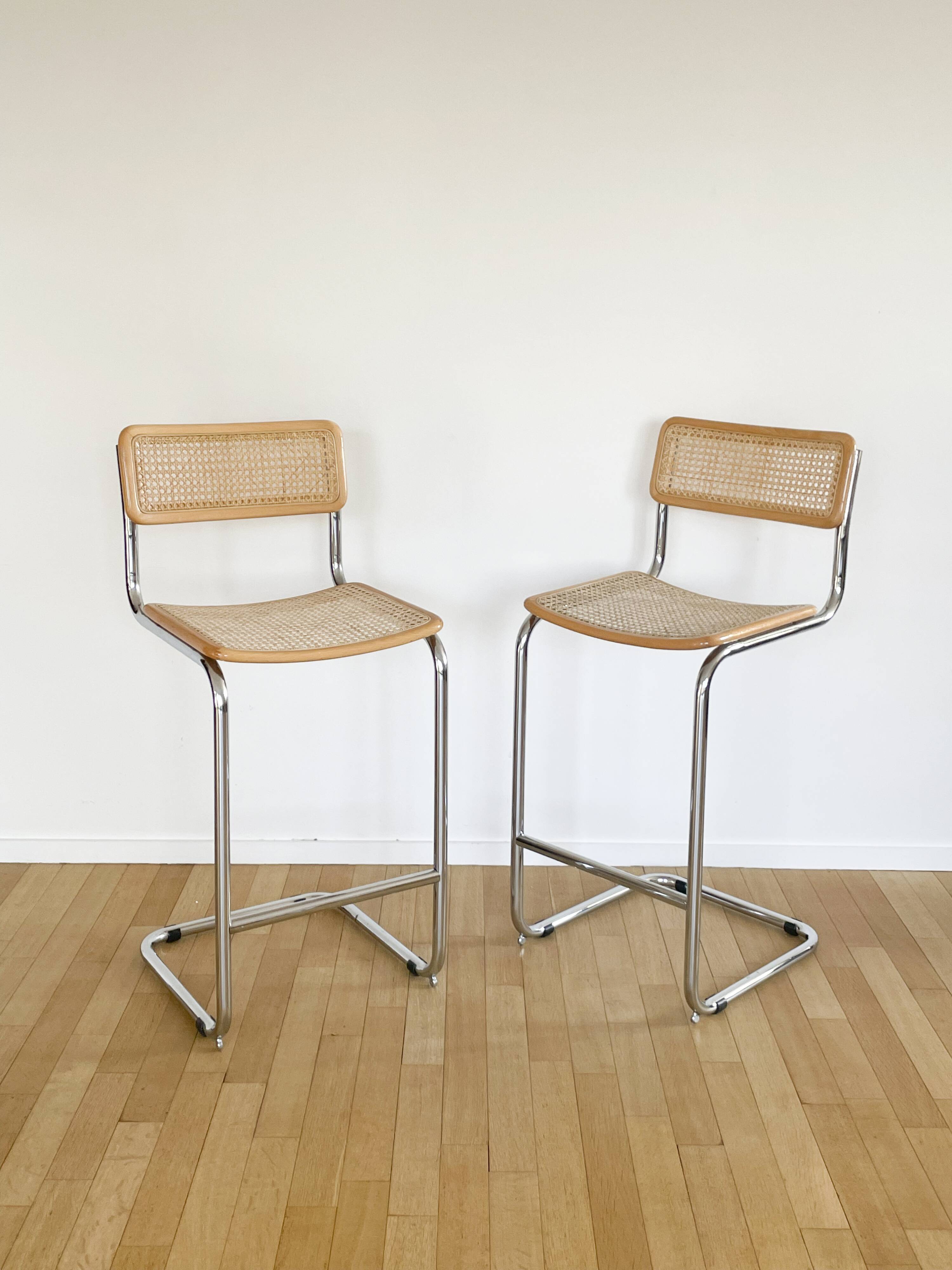 Pair bar chairs Cesca S32 Marcel Breuer, 1970