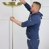 Lampadaire en laiton vintage de plancher