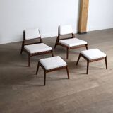 Heinz Heger Hellerau hunting chairs with ottoman, Germany 1950s