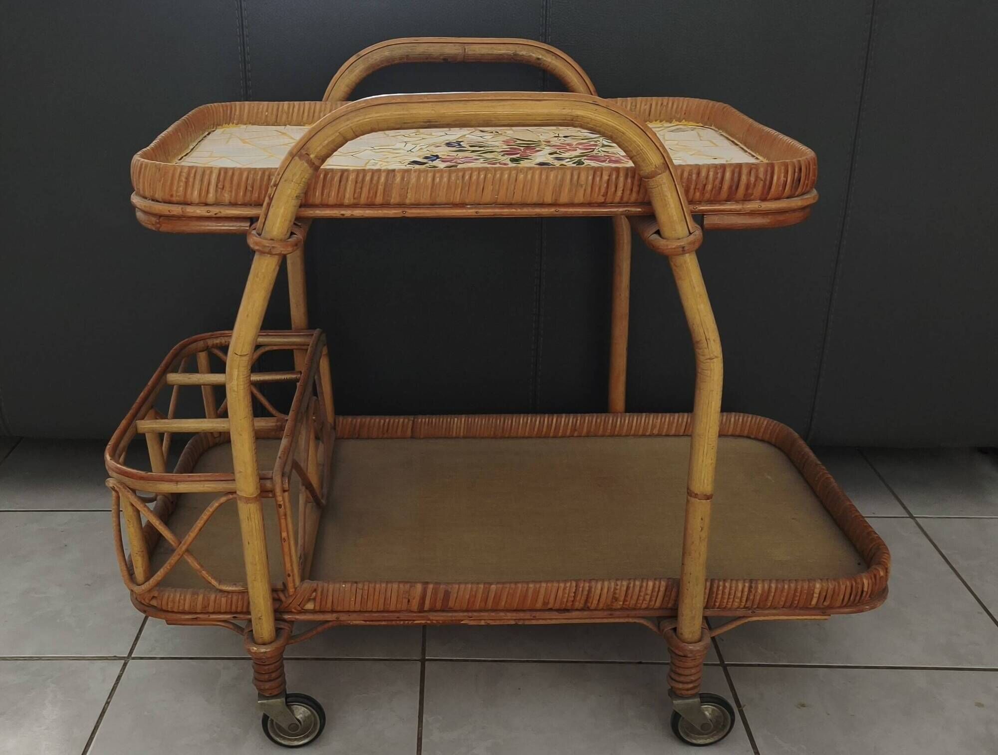1950s bar chariot - ceramic tray from saint amand