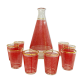 Ensemble liqueur rouge 1 carafe et 8 verres Bvb France -retro cuisine vintagz
