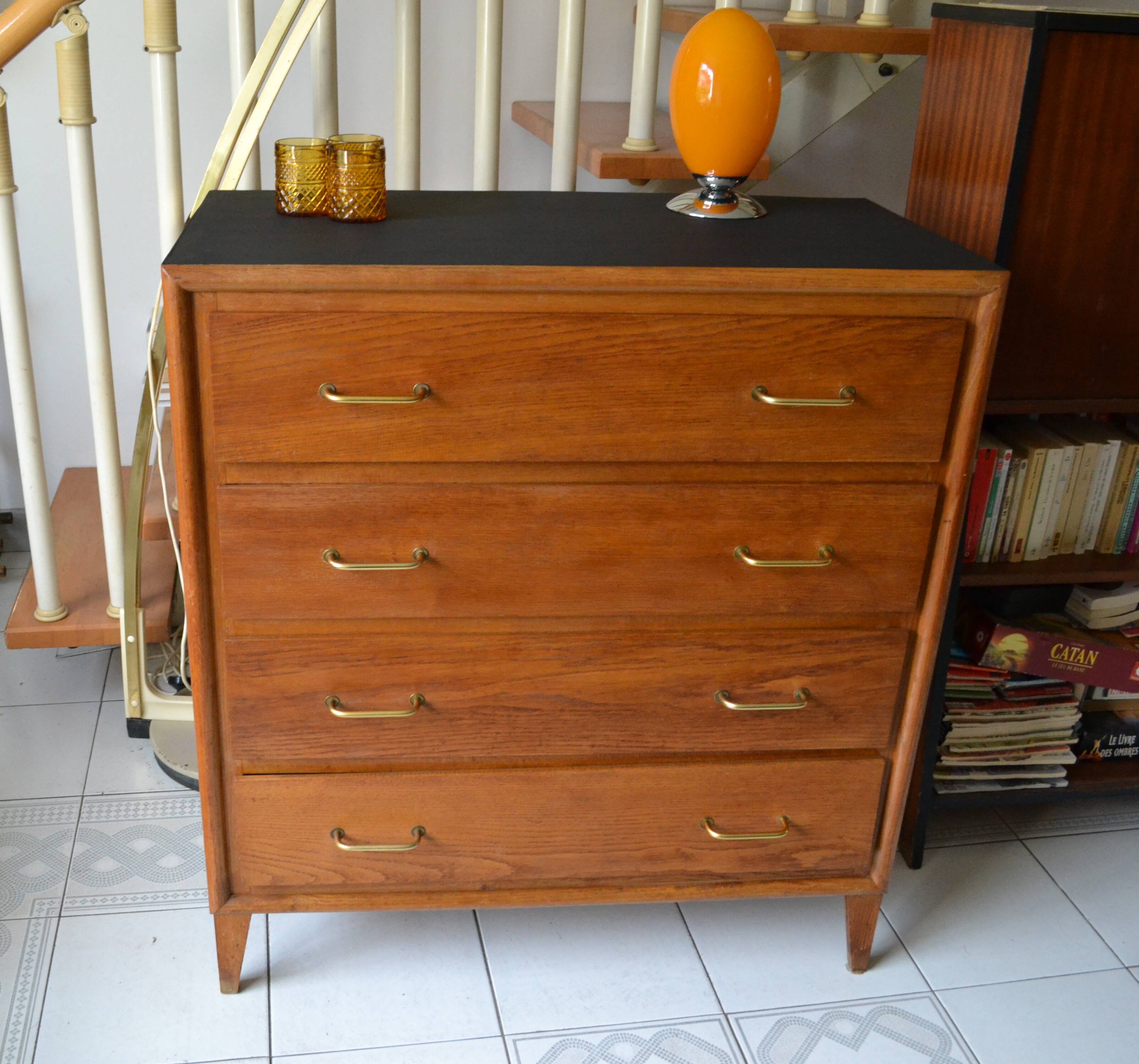 Chest of drawers 60s 4 drawers blond oak