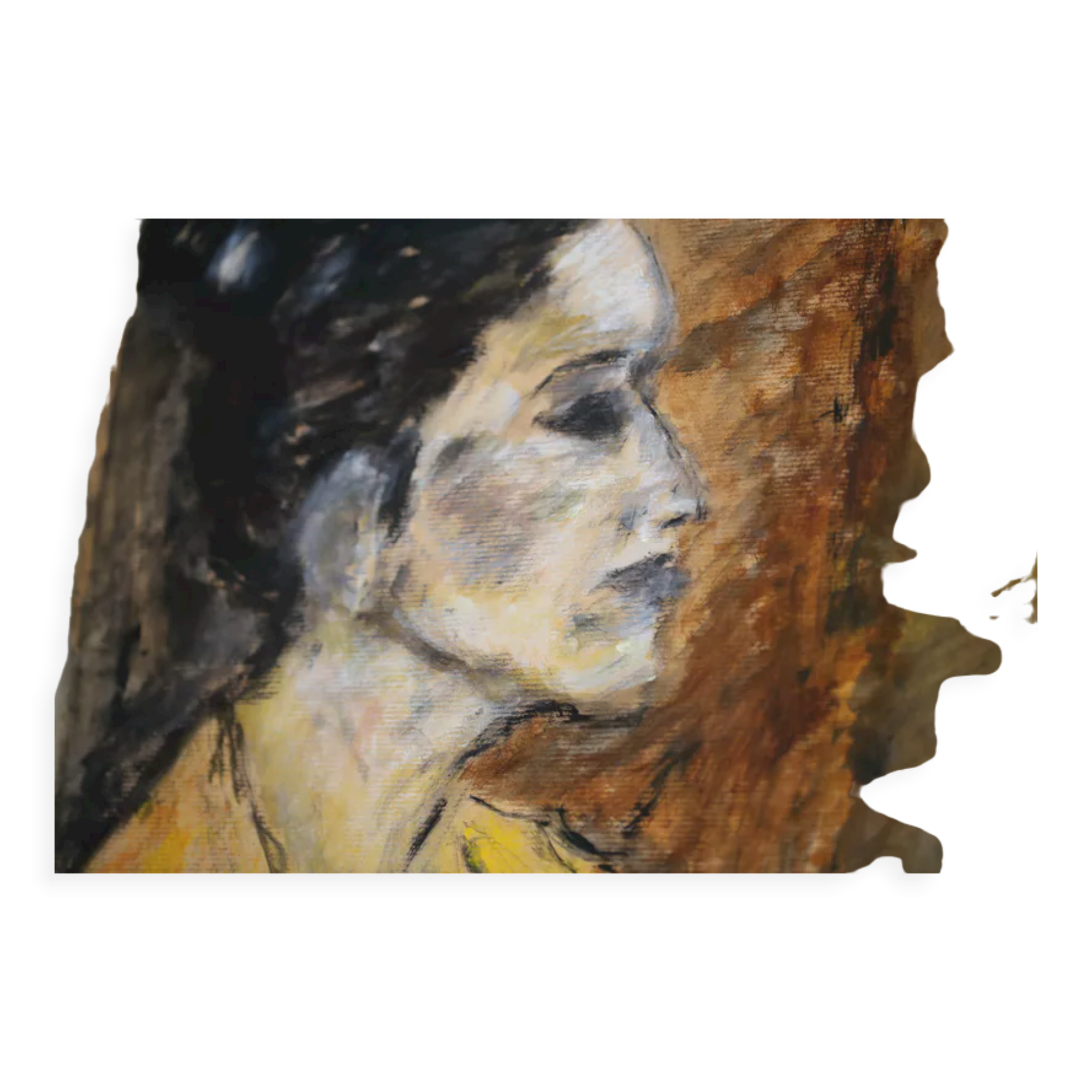 Painting by Nicole Clarence "Profile of a woman" oil on paper mounted on canvas