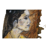 Painting by Nicole Clarence "Profile of a woman" oil on paper mounted on canvas
