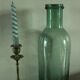 Bouteille, vase en verre vert