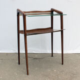 In wood and glass side table