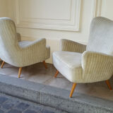 Set of 4 chairs organic wingback chairs of the 50s/60s vintage