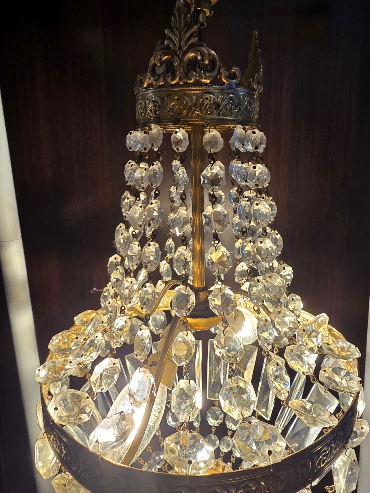 Lustre montgolfière verre et laiton