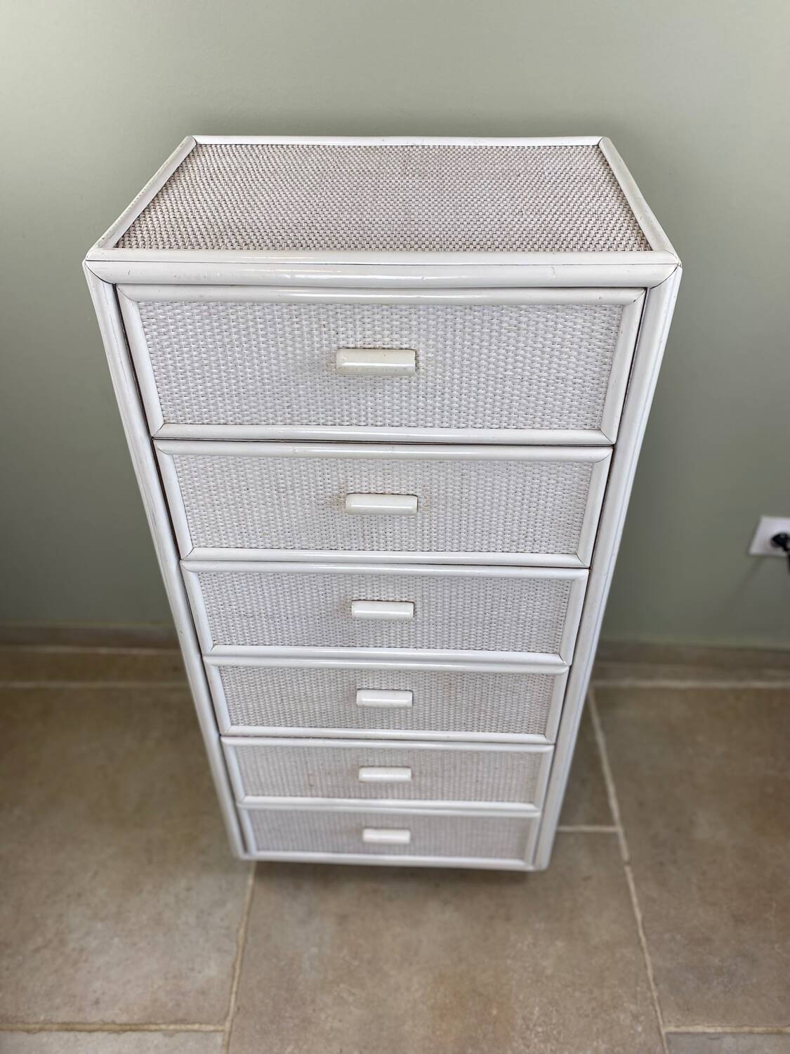 Vintage wicker chest of drawers