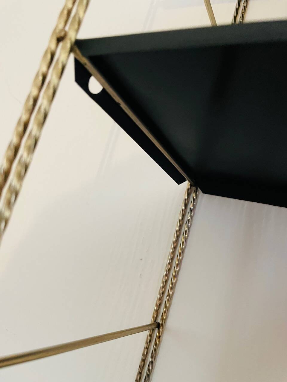 Vintage adjustable “string” shelf in metal and brass, Circa 60's