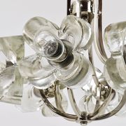 Crystal Glass Flower Pendant Light in Kalmar Style by Sische, Germany, 1970s
