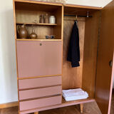 Wardrobe & chest of drawers old pink and wood