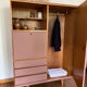 Armoire penderie & commode vieux rose et bois