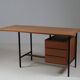 French modernist desk in wood and metal, 1950s