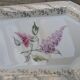 Limoges enamel porcelain cake dish LF with lilac flower decoration.