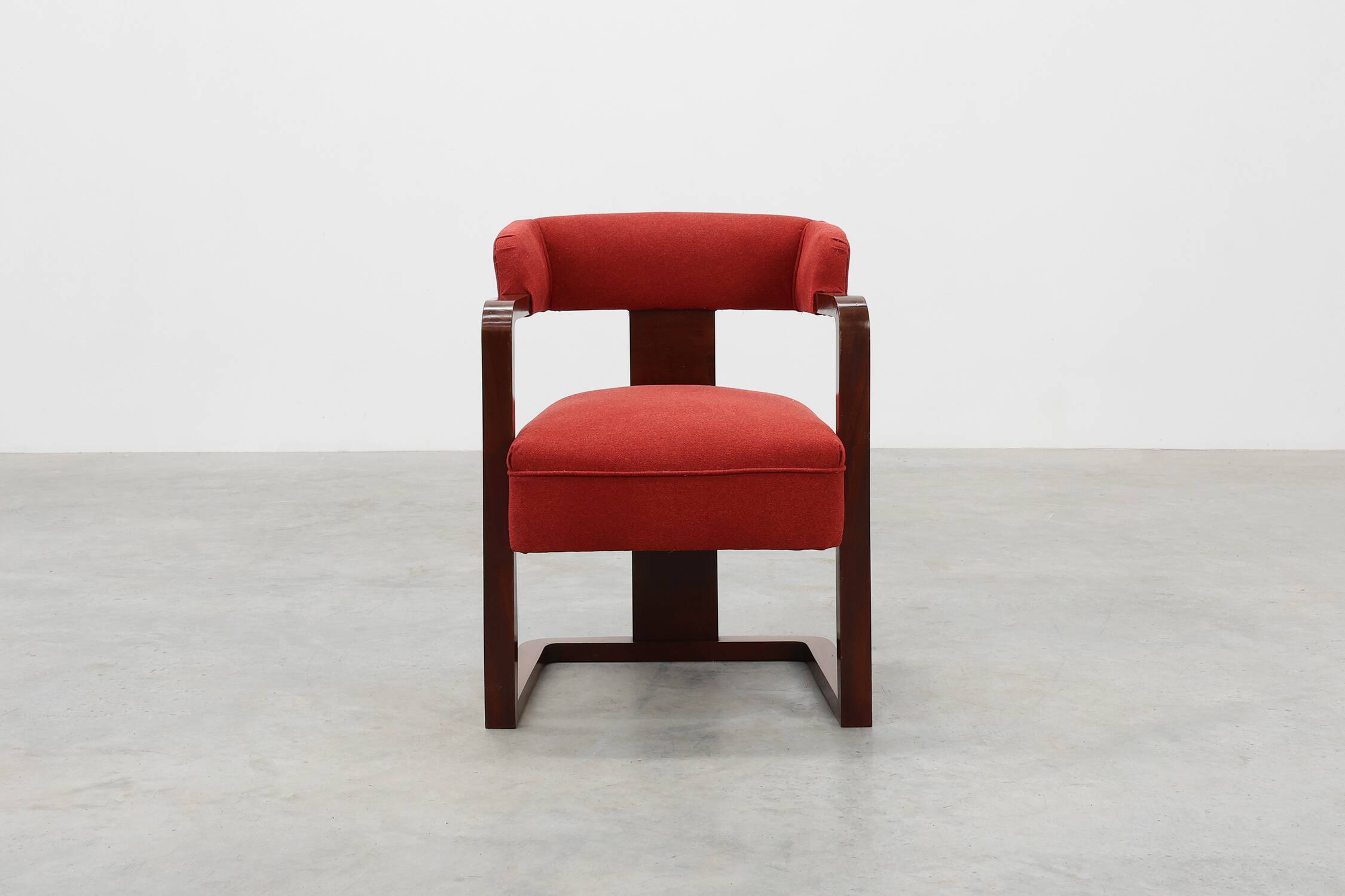 Art Deco red Reupholstered Chair, Belgium ca. 1920