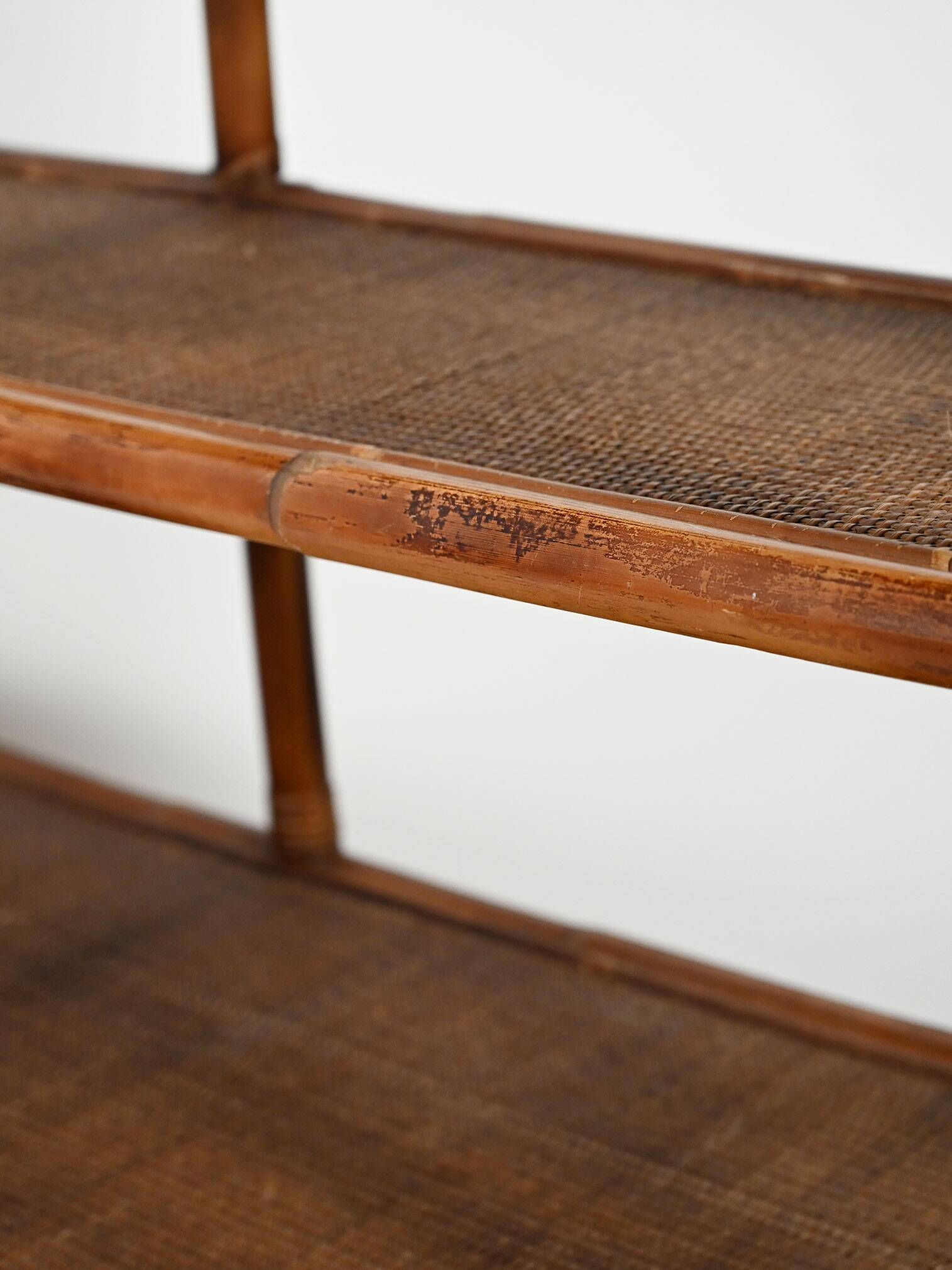 1960s bamboo and rattan bookcase