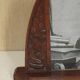 Cadre photo en bois Art Déco vintage français avec détail rose et feuille 4310