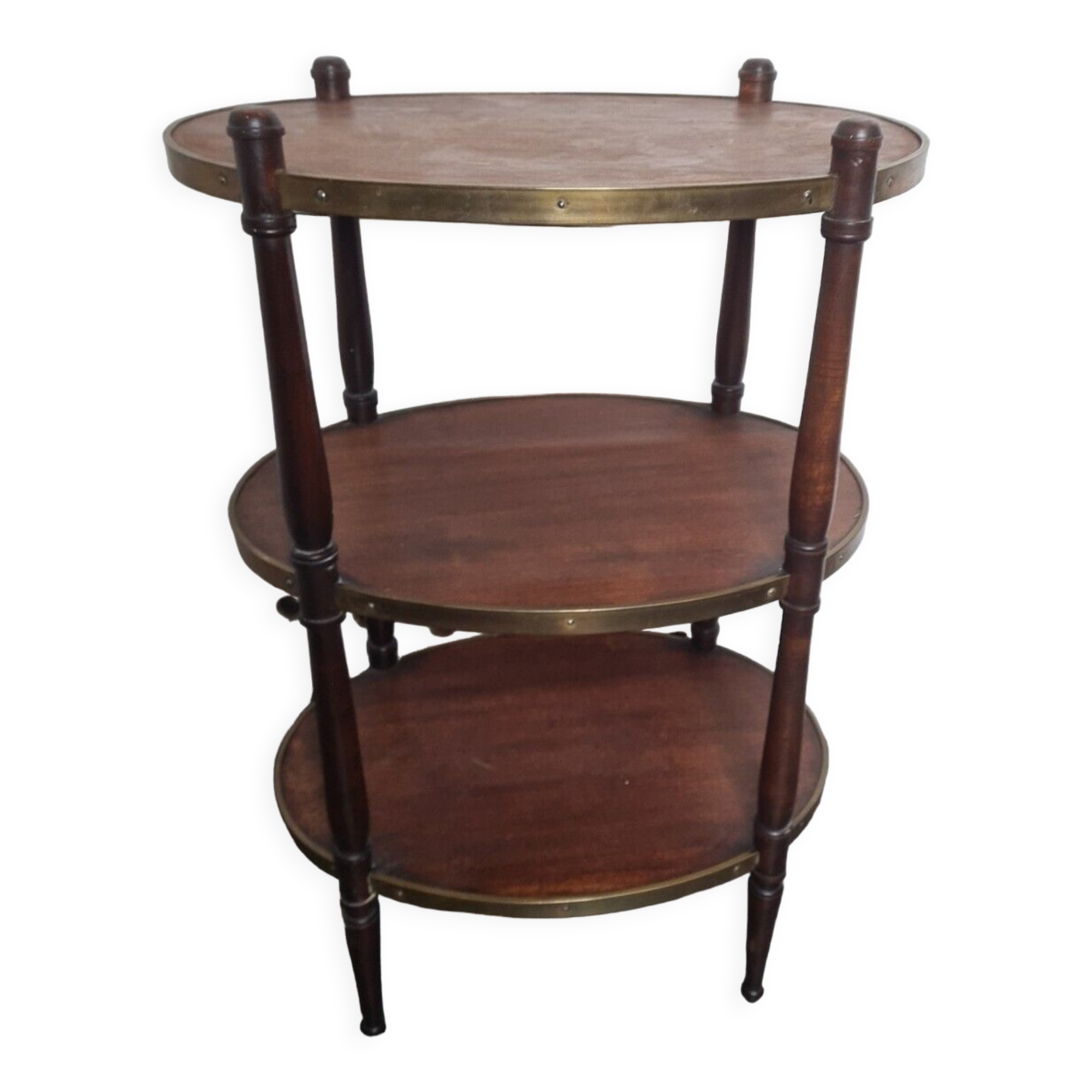 Table d'appoint ovale en acajou a 3 étages