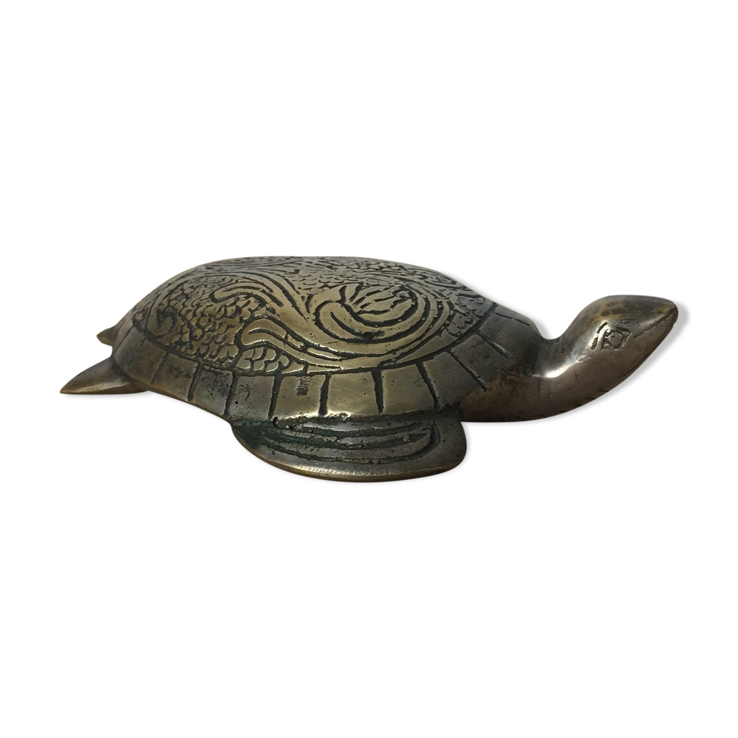 Turtle brass paper press