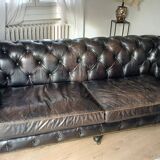 Coventry 3-seater Chesterfield sofa – Black leather