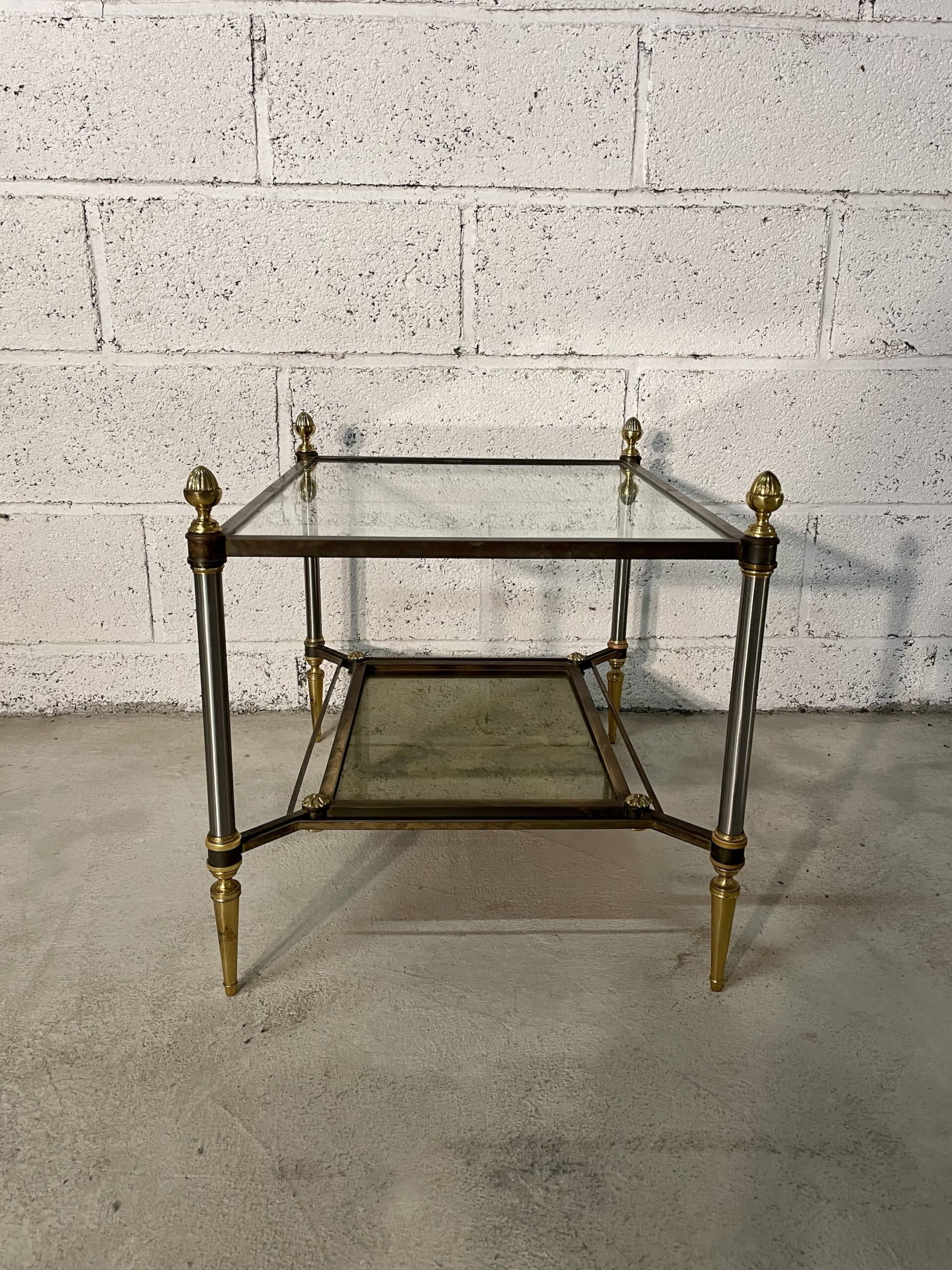 Brass, steel and patinated brass sofa end 1960