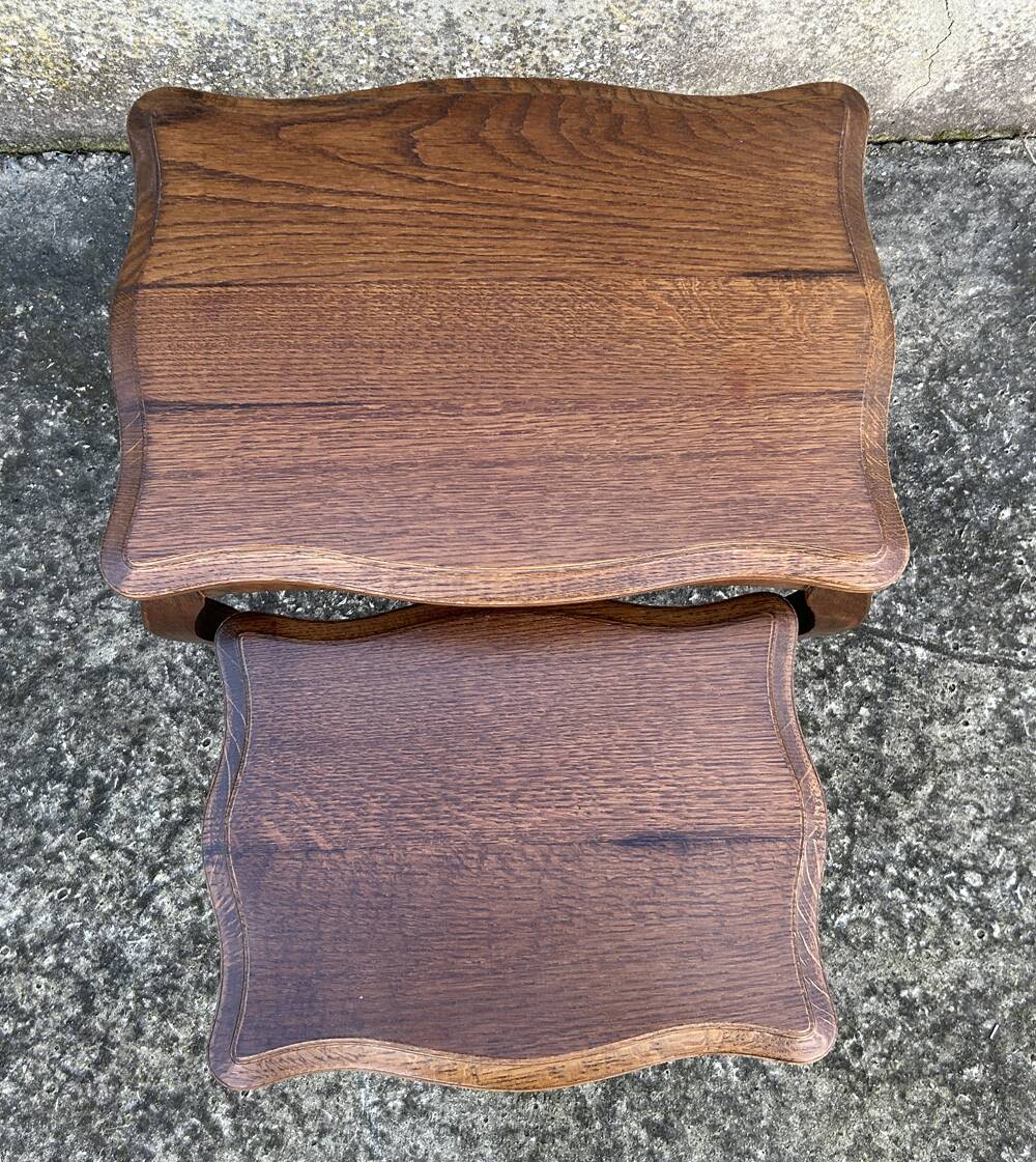 Set of two nesting tables, Louis XV spirit, cherry wood, vintage, 60s