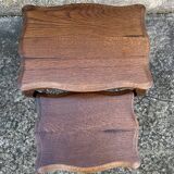 Ensemble de deux tables gigognes, esprit Louis XV, merisier, vintage, années 60