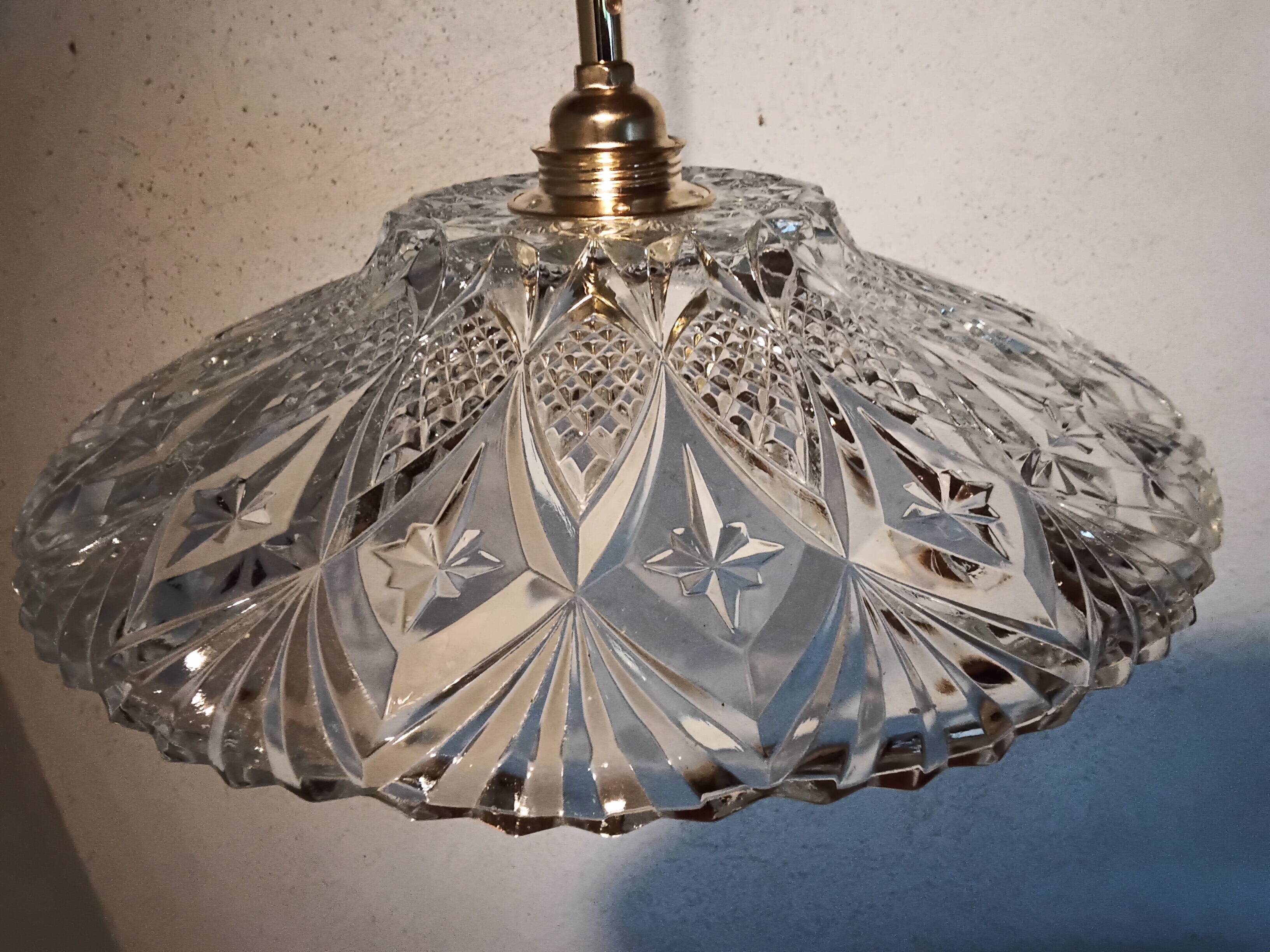 Vintage chiseled glass pendant light