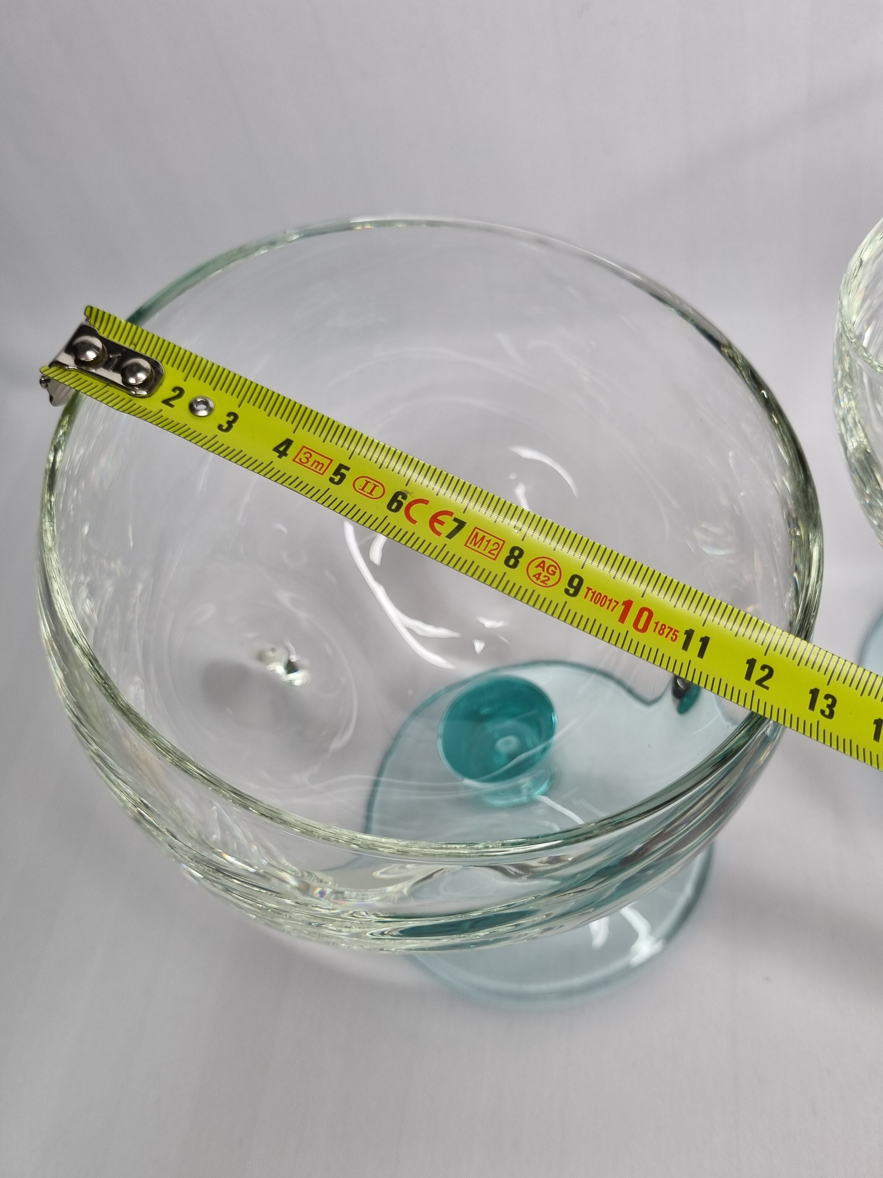 Pair of standing glass cups, 16 cm, blue