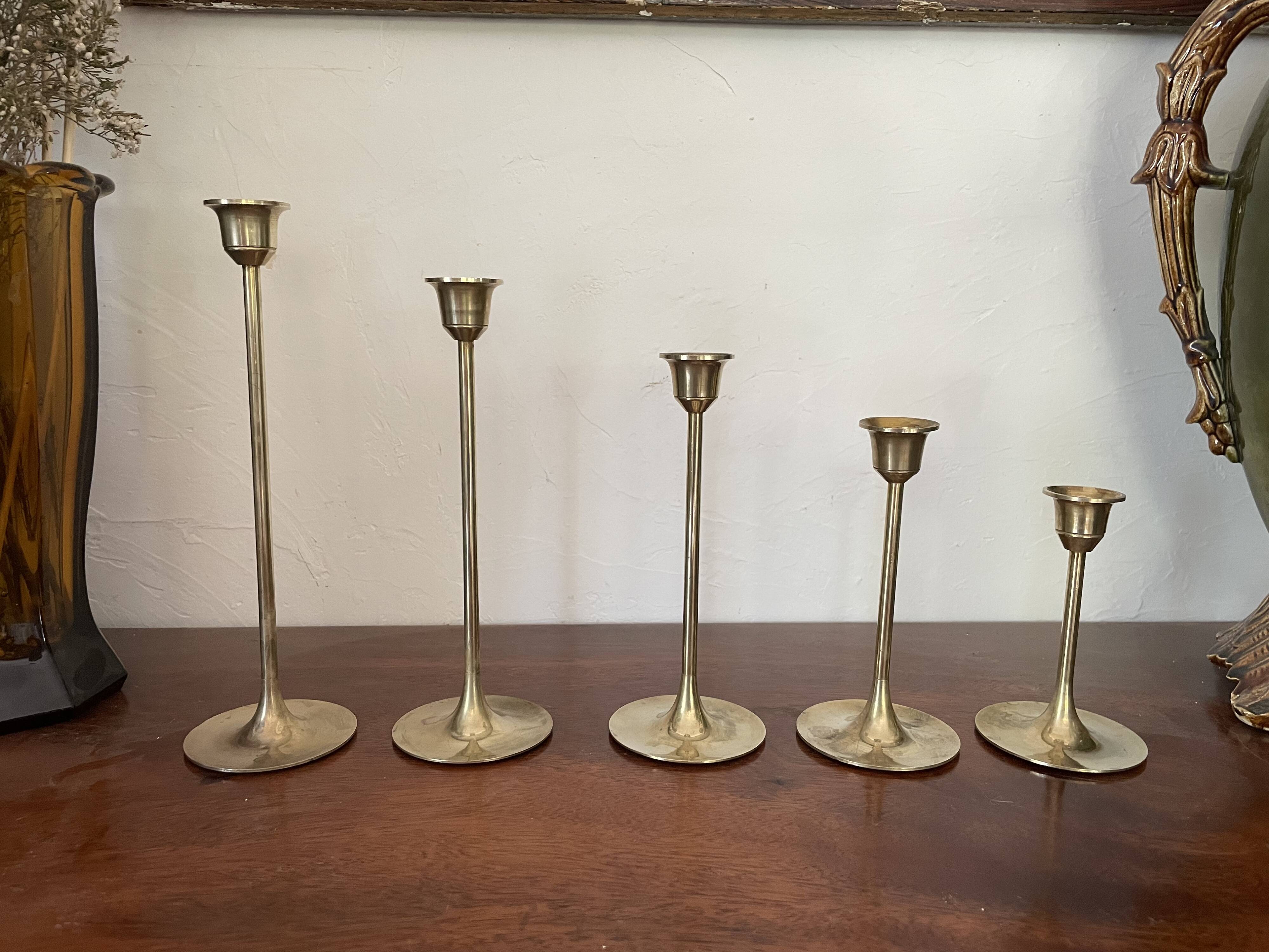 Suite of 5 Danish candle holders 50s