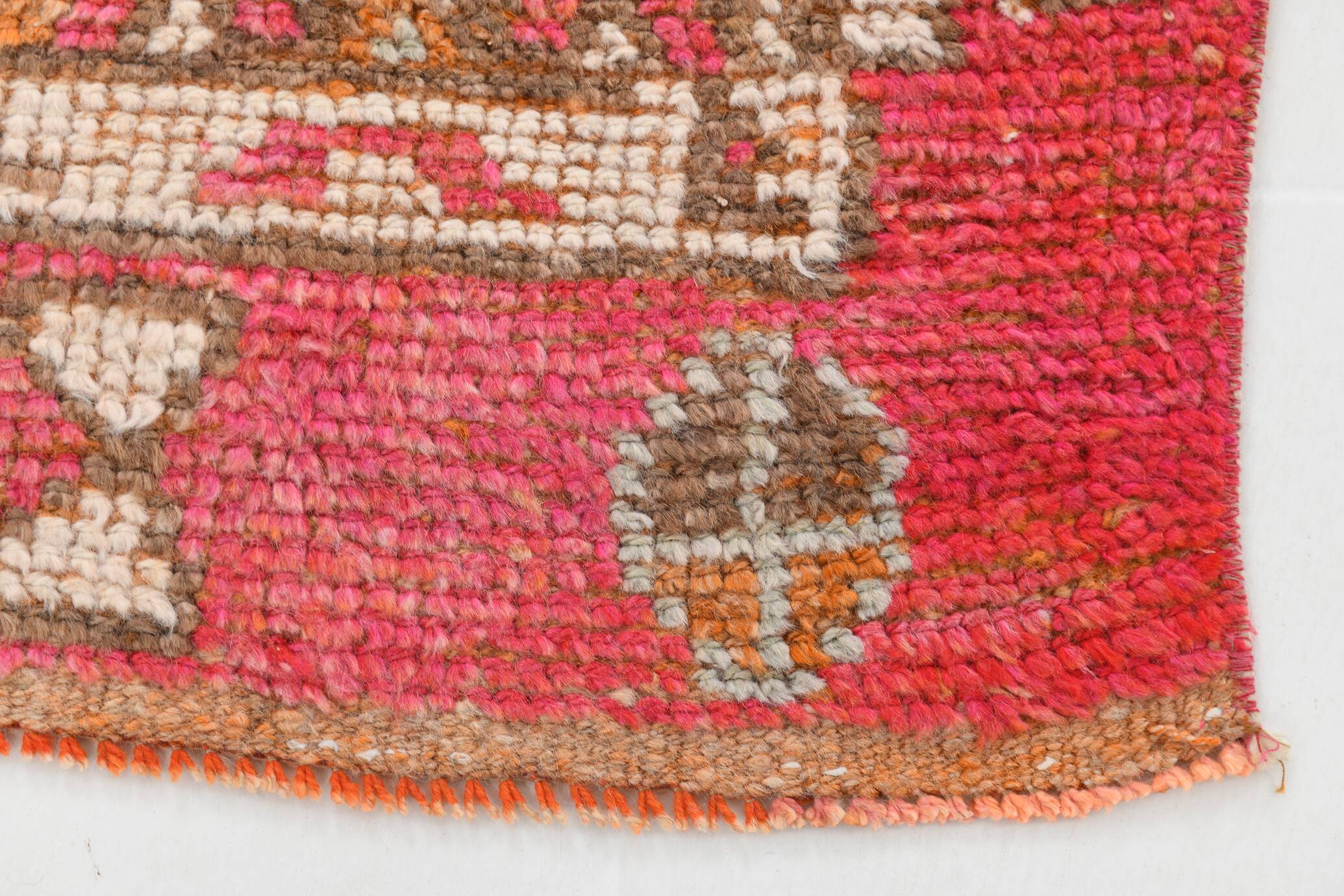Red & Brown Geometric Vintage Runner Rug, 93x290Cm