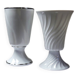 Mismatched pair of Limoges porcelain mazagrans, Haviland & LEC vintage.