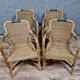 Série de 4 fauteuils Vintage en rotin et bambou vers 1970