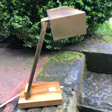Bauhaus desk lamp gilded brass and teak