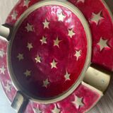 Vintage Pair of Catchall Trays – Solid Brass & Starry Enamel