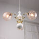 Vintage Italian Golden Ceramic & Glass Chandelier