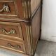 Louis XVI style mahogany commode with a grey veined marble top, 19th century