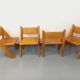 Set of 4 vintage brutalist chairs in solid oak from the 1960s.