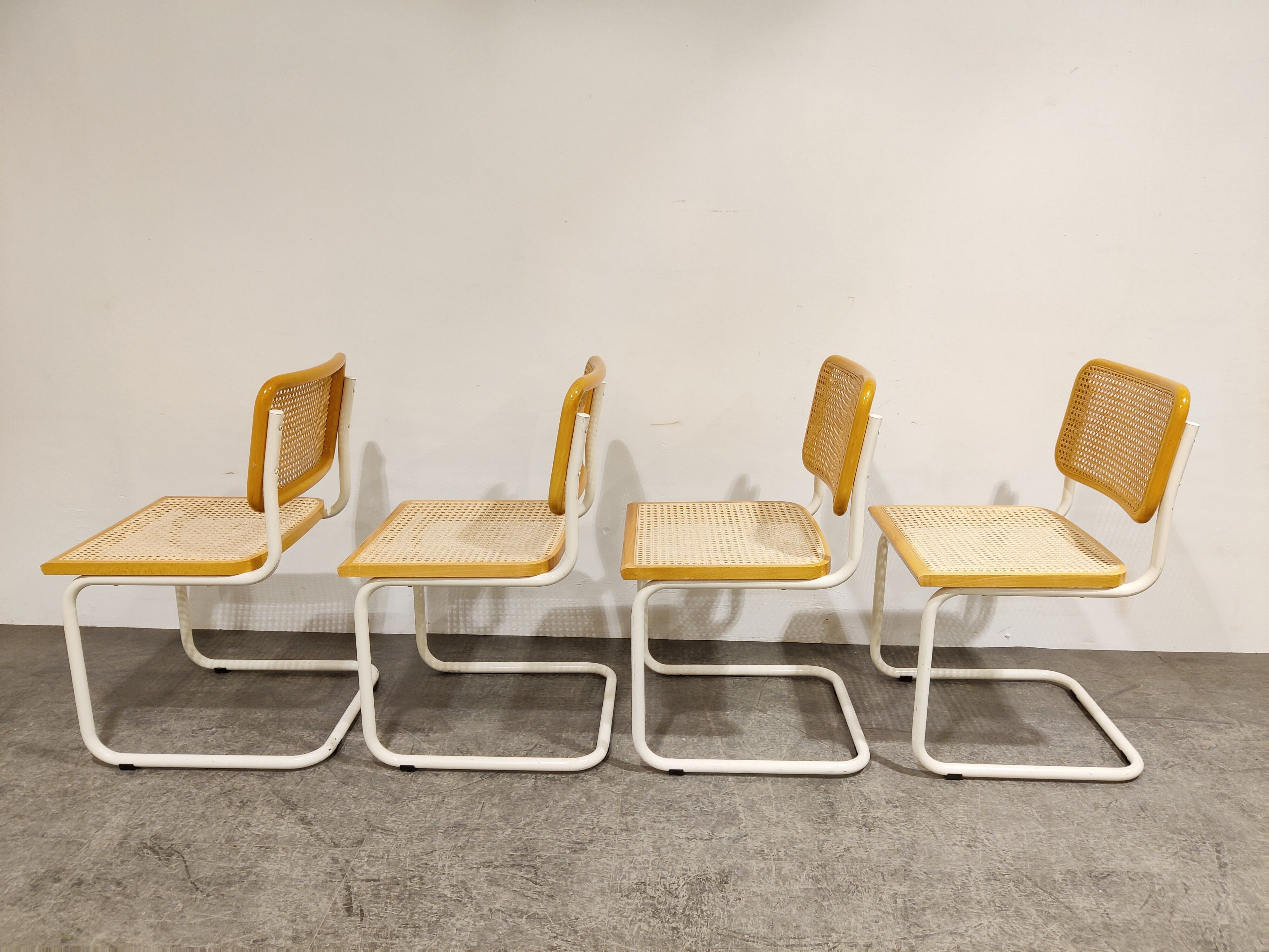 Set of 4 vintage Marcel Breuer Cesca chairs, made in italy, 1970s