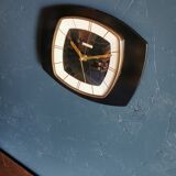Vintage formica clock silent trapezoid wall clock "Bayard noir"