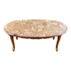 Vintage Louis XV coffee table in solid wood and pink marble.